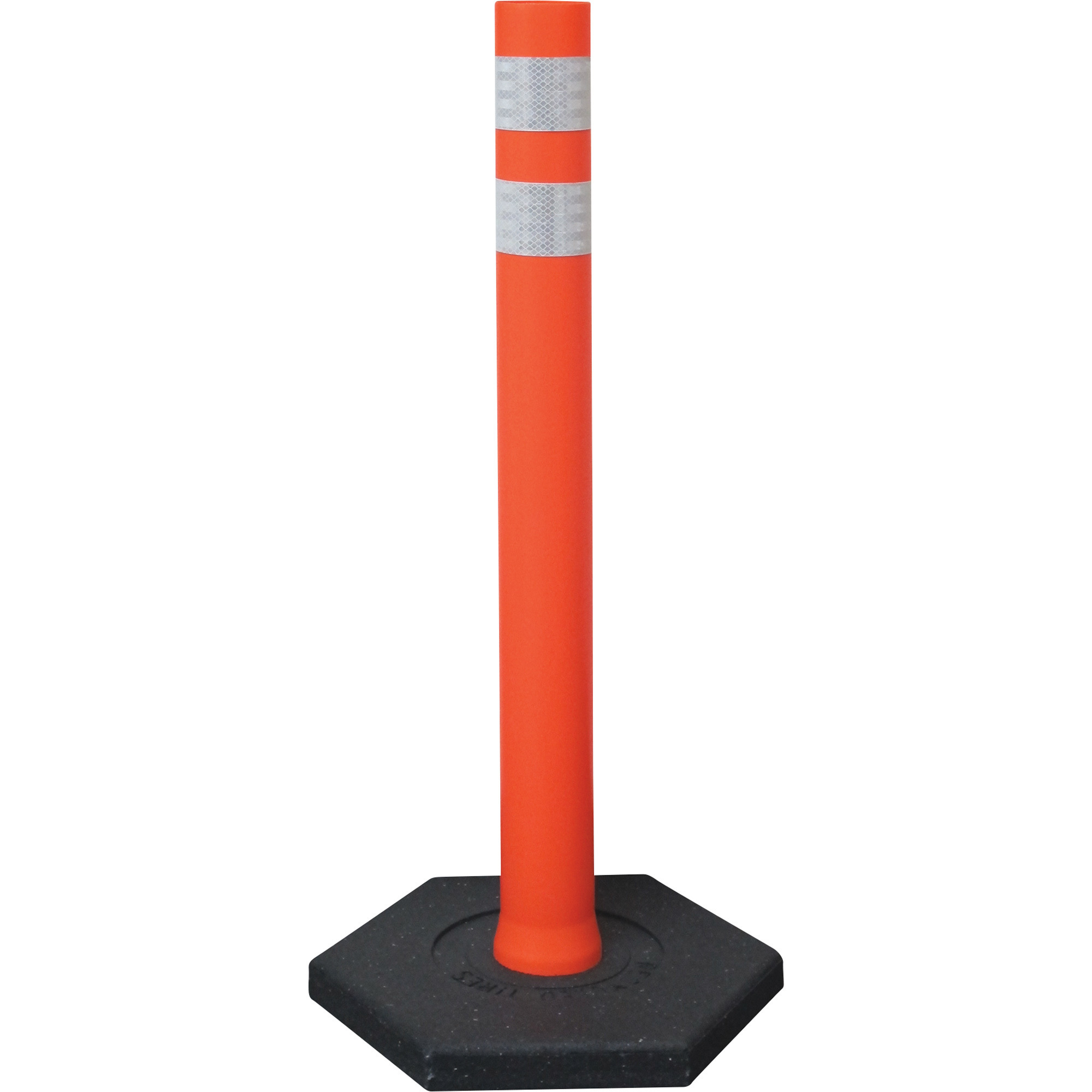 Plasticade Open Top Delineator with 10-Lb. Base, Orange, 42in.H x 4in. Dia., Model# 6842-O-3-EG-WW-RB10